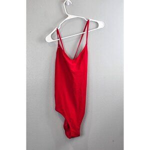 Aerie Swimsuit Women's L long (tall)Red Full Coverage One Piece Strappy Back NWT
